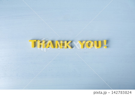 Thank you, gratitude and appreciation message with yellow 3D letters 142783824