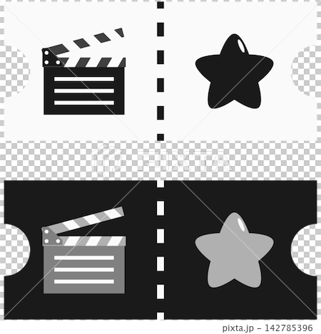 映画館チケットのアイコンイラストセット / 映画鑑賞・エンタメのイラスト素材 142785396