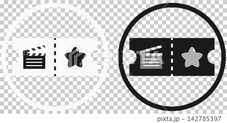 Icon illustration set of circular movie theater tickets / Illustration materials for movie viewing and entertainment Icon illustration set of circular movie theater tickets / Illustration materials for movie viewing and entertainment 142785397