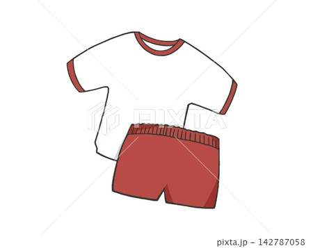 体育の授業で着る夏用の体操服 142787058