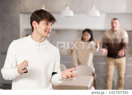 Young guy leaves his family and home after quarrel with relatives Young guy leaves his family and home after quarrel with relatives 142787391