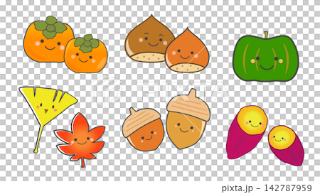一套可愛的秋季風味插畫 一套可愛的秋季風味插畫 142787959