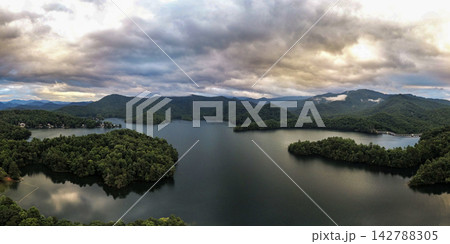 Lake Santeetlah aerial landscape of mountain forest Lake Santeetlah aerial landscape of mountain forest 142788305
