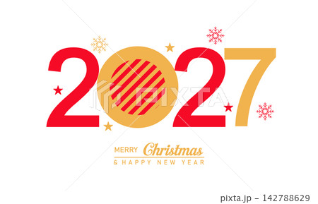 2027 Merry Christmas Festive Background text effect post design  142788629