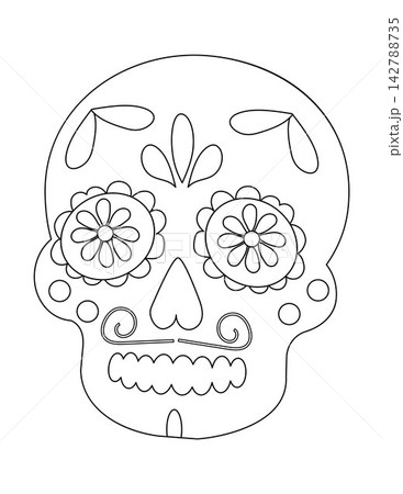 Intricate Sugar Skull Design Featuring Floral Patterns and Decorative Elements for Creative Coloring and Artistic Expression Intricate Sugar Skull Design Featuring Floral Patterns and Decorative Elements for Creative Coloring and Artistic Expression 142788735
