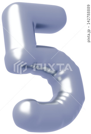 3D画像_風船_5_シルバー 3D画像_風船_5_シルバー 142788889