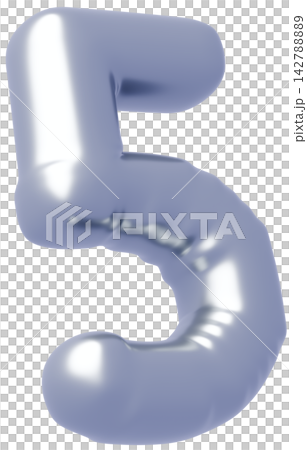 3D画像_風船_5_シルバー 3D画像_風船_5_シルバー 142788889