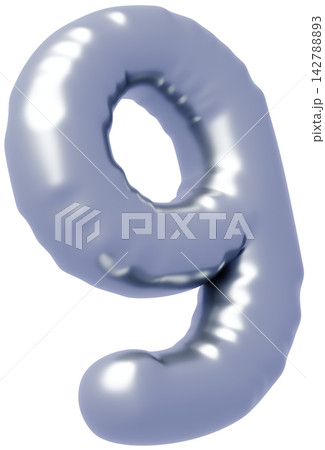 3D画像_風船_9_シルバー 3D画像_風船_9_シルバー 142788893