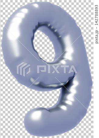 3D画像_風船_9_シルバー 3D画像_風船_9_シルバー 142788893