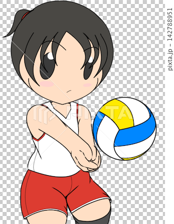 Female volleyball player receiving the ball Female volleyball player receiving the ball 142788951