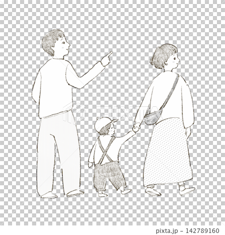 Family outings, walks, and sightseeing on holidays: dads, moms, and kids 142789160