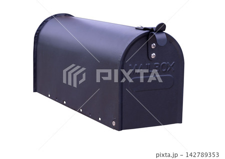 Black Retro metal Mailbox isolated on white background 142789353