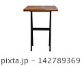 Wooden table steel legs simplistic isolated on white background 142789369