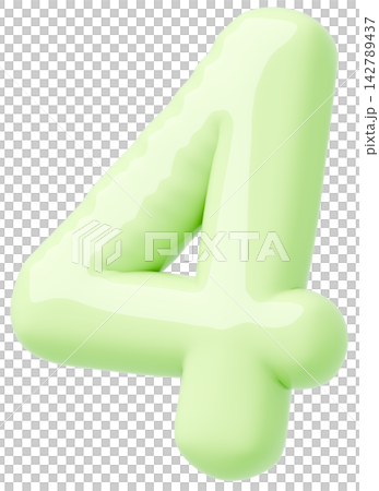 3D画像_風船_4_黄緑 3D画像_風船_4_黄緑 142789437
