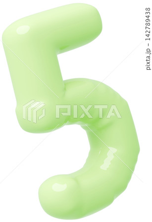 3D画像_風船_5_黄緑 3D画像_風船_5_黄緑 142789438