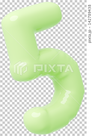 3D画像_風船_5_黄緑 3D画像_風船_5_黄緑 142789438