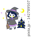 ハロウィンの魔女の仮装 142789507