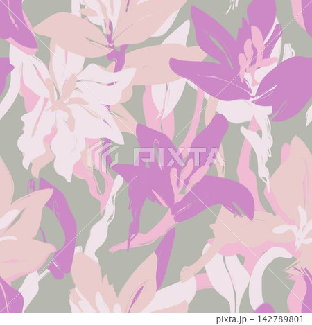 Lily Abstract Pink Floral seamless pattern design for fashion and home textiles, graphics and backgrounds Lily Abstract Pink Floral seamless pattern design for fashion and home textiles, graphics and backgrounds 142789801