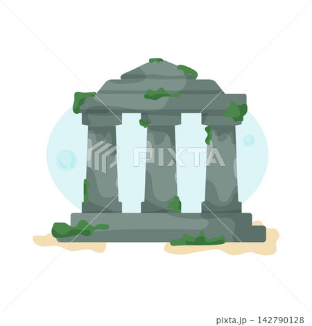Illustration of Submerged Temple 142790128