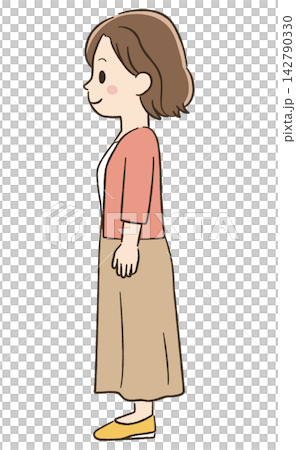 Daily life and communication materials for a woman in her 40s: Full body, side view Daily life and communication materials for a woman in her 40s: Full body, side view 142790330