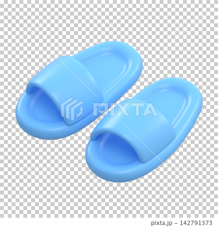 帶有透明背景的風格化拖鞋的3D插圖 帶有透明背景的風格化拖鞋的3D插圖 142791373