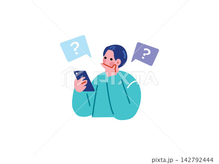 スマホを操作する男性のイラスト 142792444