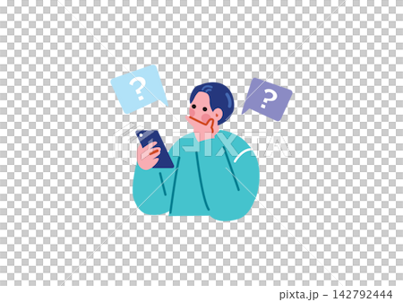 スマホを操作する男性のイラスト 142792444