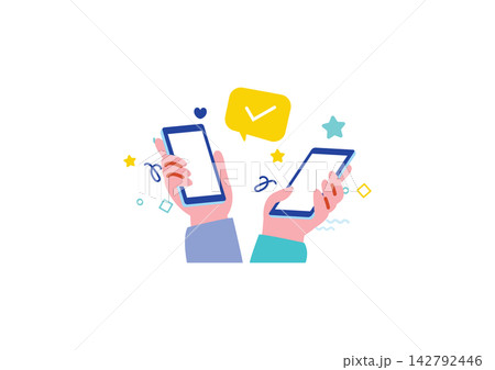 スマホを持つ手のイラスト スマホを持つ手のイラスト 142792446