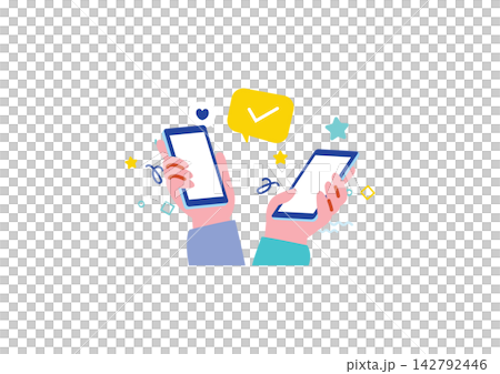 スマホを持つ手のイラスト スマホを持つ手のイラスト 142792446
