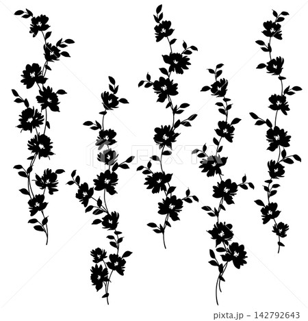 抽象的に可愛くシンプルに描いた花素材集, 142792643
