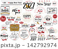 年賀状文字あしらいデザイン 2027年 未年　令和9年 142792974