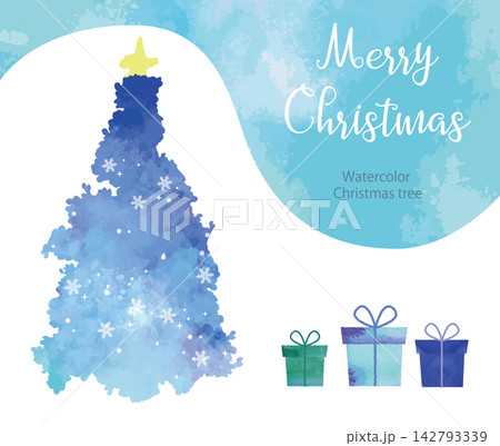 水彩のクリスマスツリーとプレゼント 水彩のクリスマスツリーとプレゼント 142793339