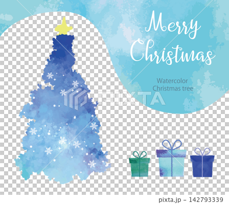 水彩のクリスマスツリーとプレゼント 水彩のクリスマスツリーとプレゼント 142793339
