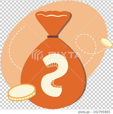 Money bag sack with gold coins 142793865