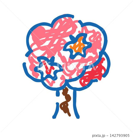 Abstract tree scribble art on white background 142793905