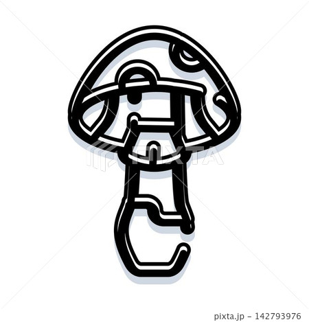 Stylized mushroom graphic icon with outline design Stylized mushroom graphic icon with outline design 142793976