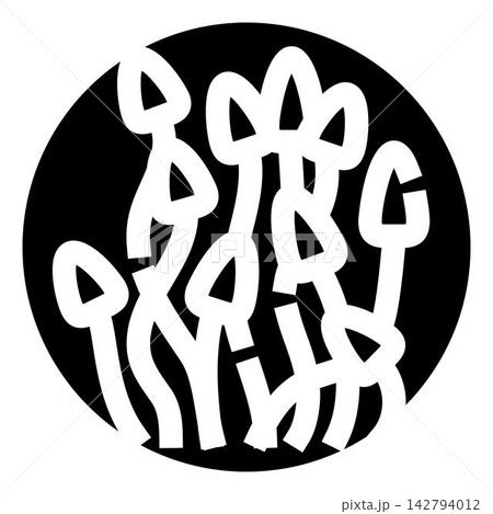 Organic mushroom fungi pattern black and white icon Organic mushroom fungi pattern black and white icon 142794012