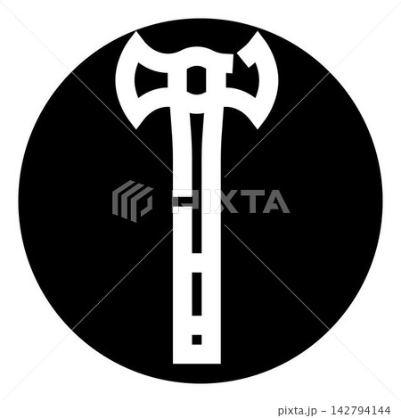 Double bladed axe weapon silhouette icon symbol 142794144