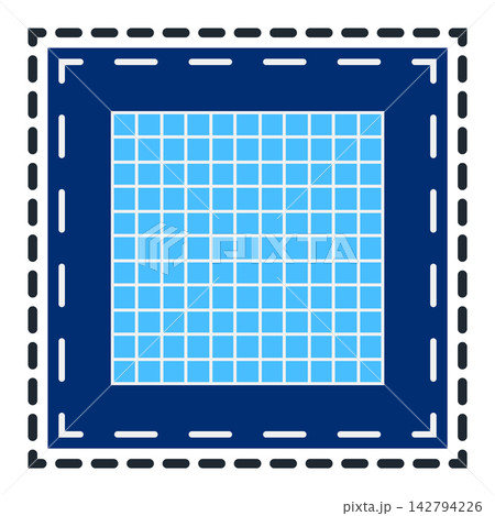 Abstract square grid pattern with blue background and dashed border Abstract square grid pattern with blue background and dashed border 142794226