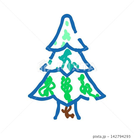 Abstract pine tree doodle illustrating winter holidays 142794293