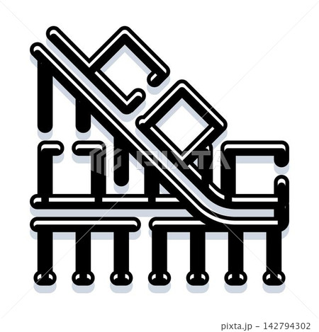 Roller coaster ride track system outline illustration Roller coaster ride track system outline illustration 142794302