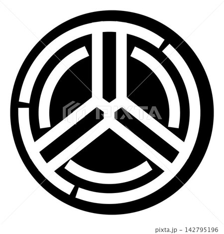 Black and white circular three part emblem Black and white circular three part emblem 142795196