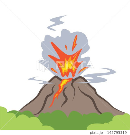 Volcano eruption cartoon vector illustration element design 142795319