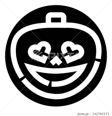 Pumpkin jack o lantern icon with heart eyes 142795571