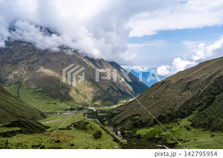 Mountain valley along the Humantay Lake trek in the Peruvian Andes Mountain valley along the Humantay Lake trek in the Peruvian Andes 142795954