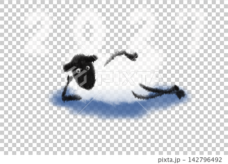 2027年賀状横たわってリラックスする羊のイラスト 142796492