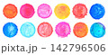 水彩絵の具で描かれた水玉模様の背景テクスチャー 142796506