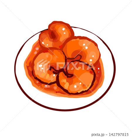 ざっくりとしたエビチリのイラスト 142797815