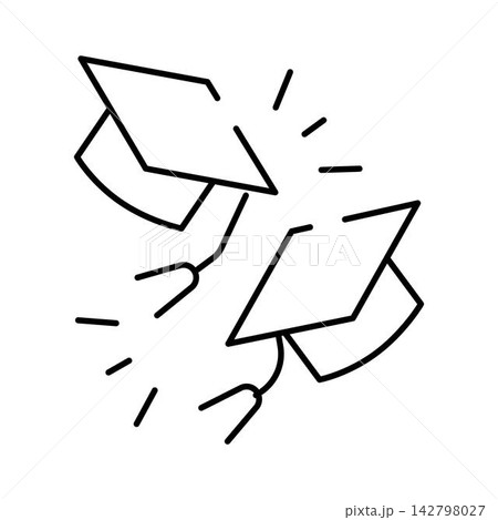 Graduating university students throwing cap into air Graduating university students throwing cap into air 142798027