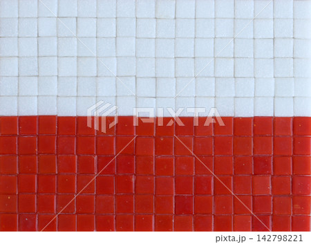 Symbol of the Poland national flag made of ceramic tiles on a white background 142798221